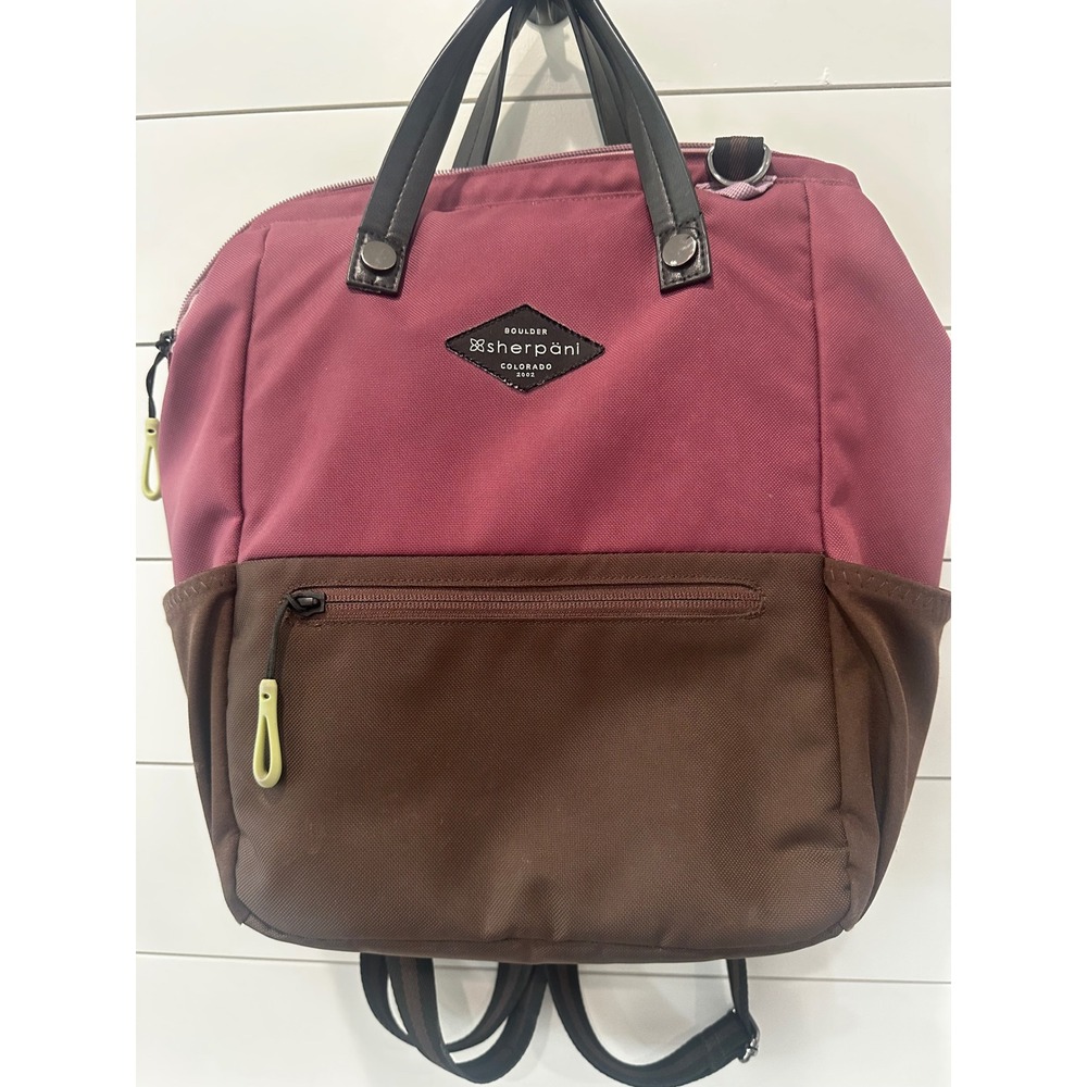 Sherpani Camden Convertible Backpack Tote Bag Plum Brown Nylon Gorpcore